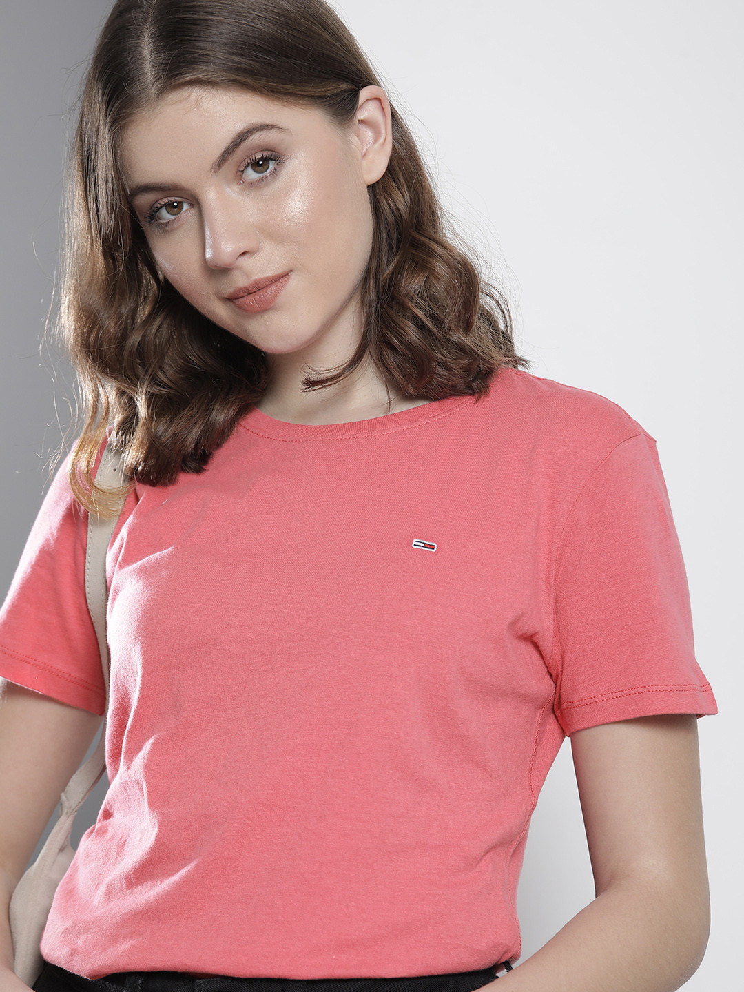 

Tommy Hilfiger Women Red Slim Fit Pure Cotton Round Neck T-shirt