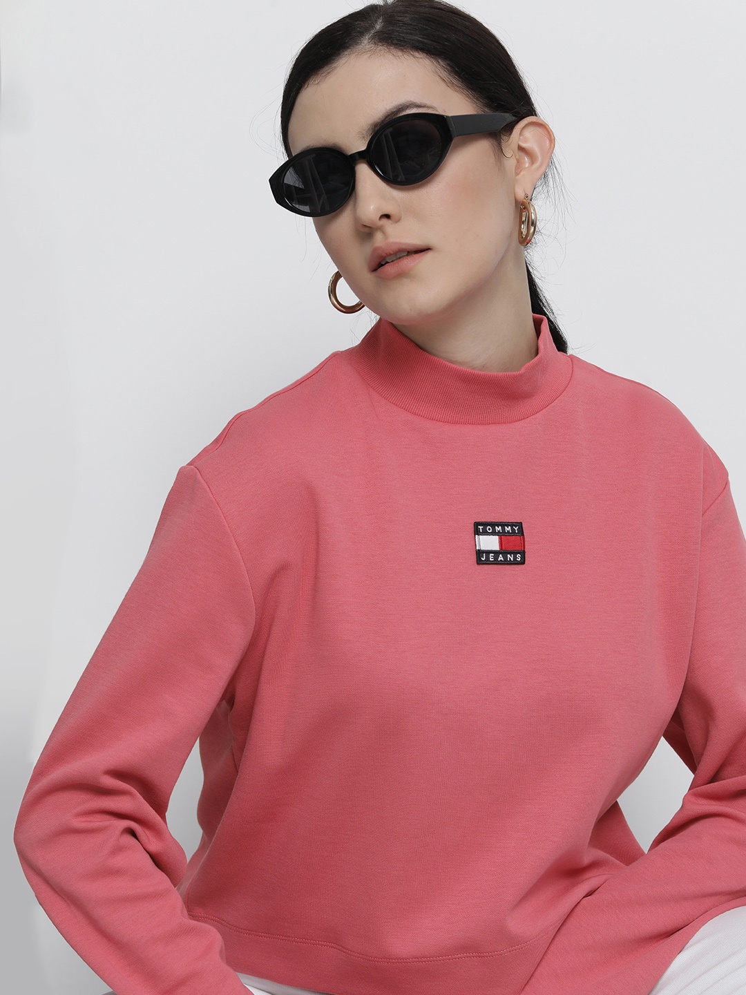

Tommy Hilfiger Women Red Brand Logo High Neck T-shirt