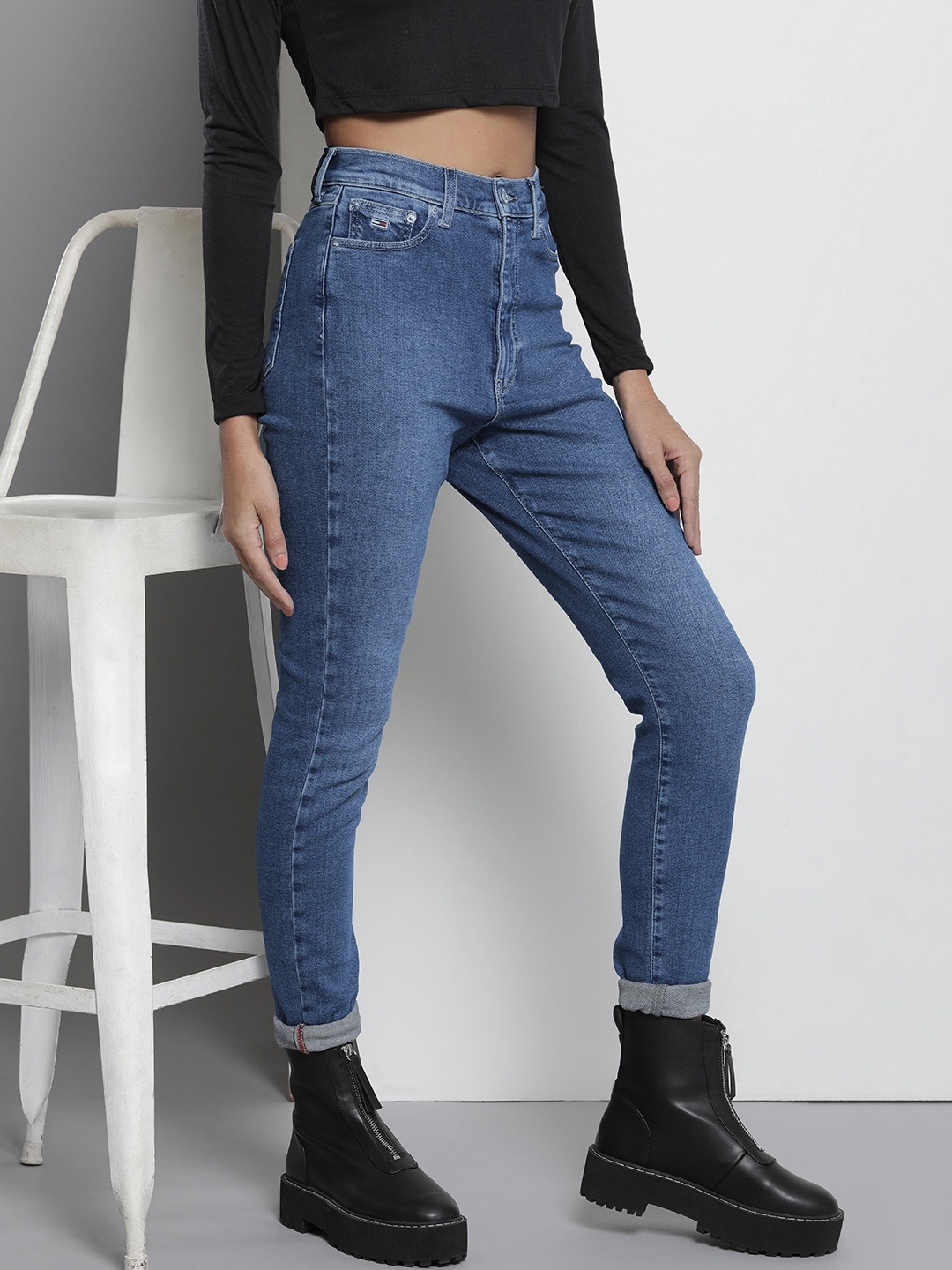 

Tommy Hilfiger Women Super Skinny Fit High-Rise Light Fade Stretchable Jeans, Blue