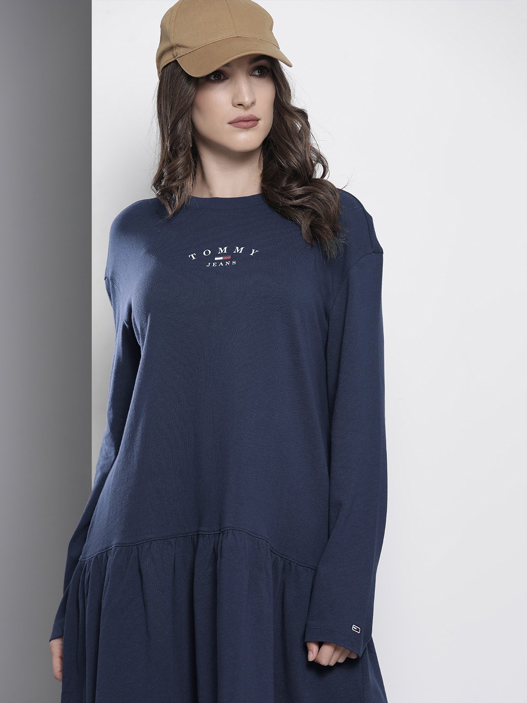 

Tommy Hilfiger Navy Blue Drop Shoulder Drop-Waist Dress