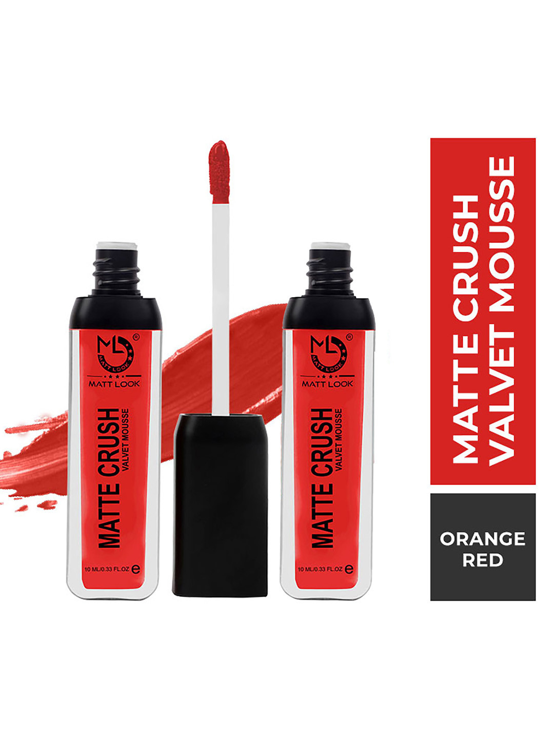 

MATTLOOK Matte Crush Velvet Mousse Lipstick - Orange Red-10ml (Pack of 2)