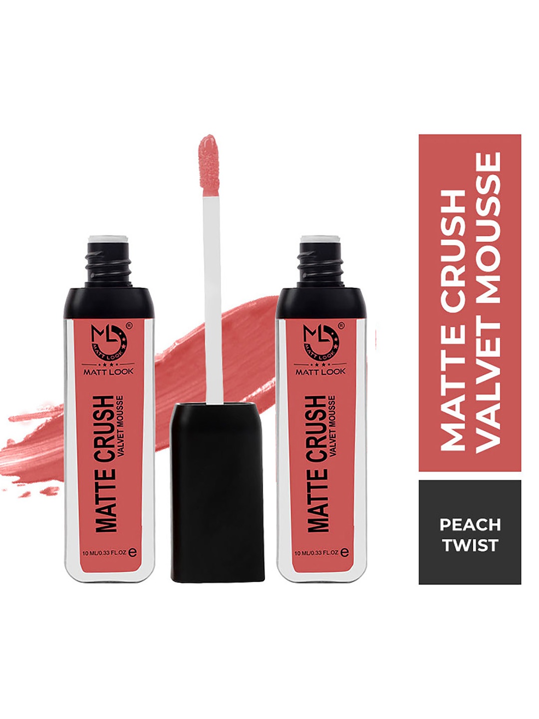 

MATTLOOK Women Matte Crush Velvet Mousse Lipstick Peach Twist 10ml (Pack of 2)