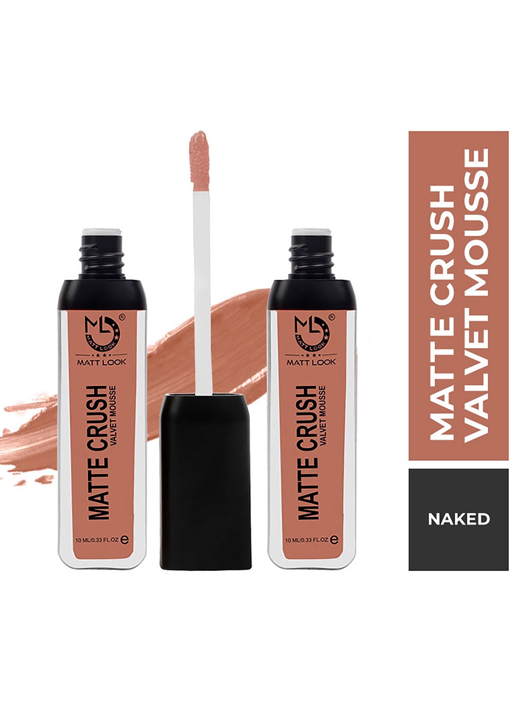 

MATTLOOK Women Matte Crush Velvet Mousse Lipstick Naked 10ml (Pack of 2), Red