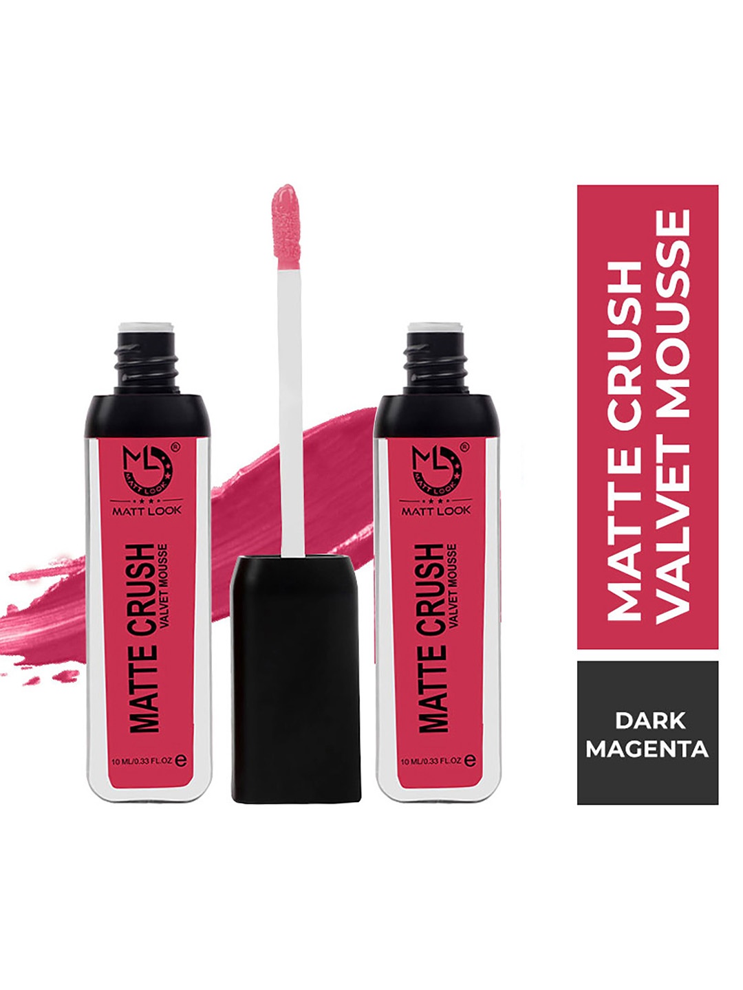

MATTLOOK Women Matte Crush Velvet Mousse Lipstick Dark Magenta 10ml (Pack of 2)