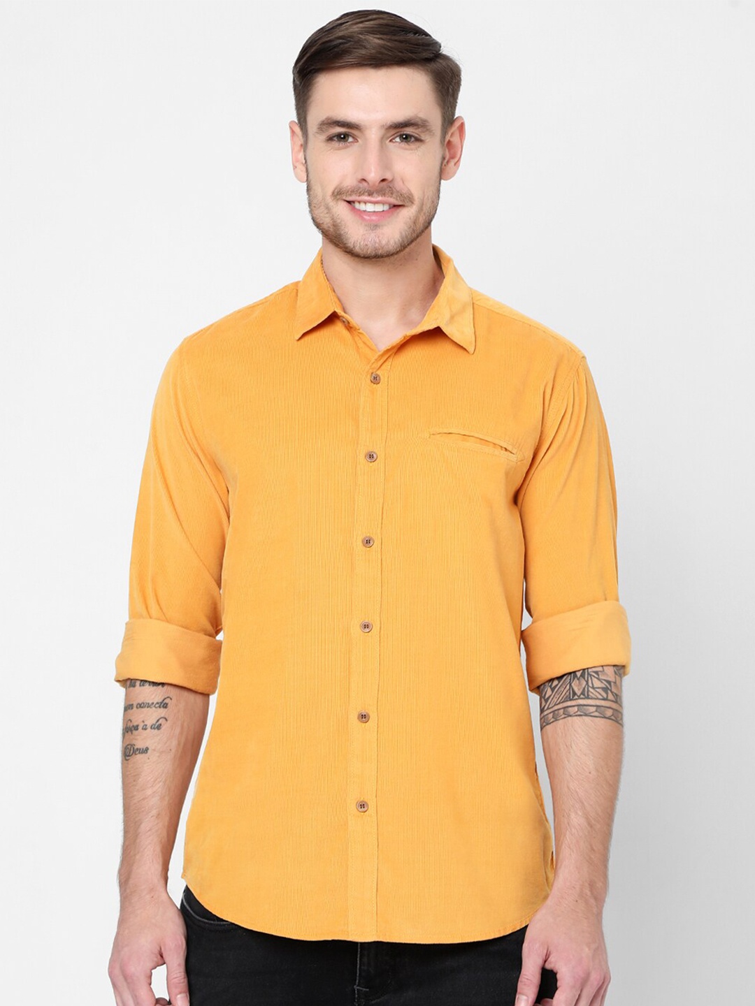 

Mufti Men Yellow Slim Fit Casual Shirt
