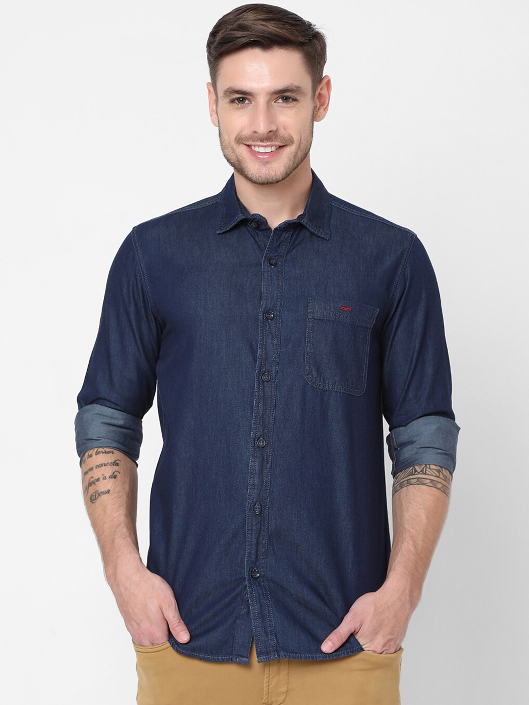 

Mufti Men Blue Slim Fit Pure Cotton Casual Shirt