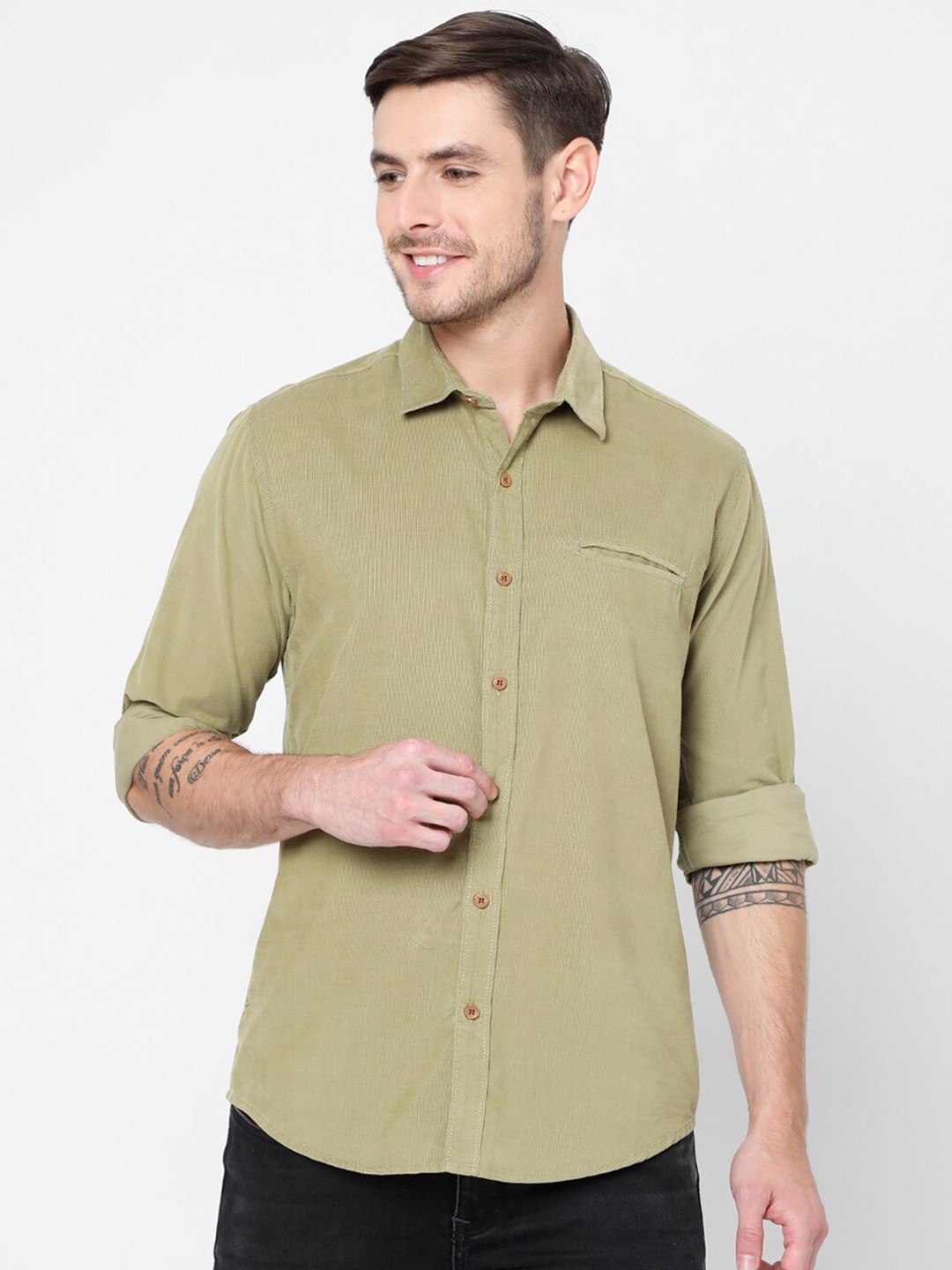 

Mufti Men Beige Slim Fit Casual Shirt