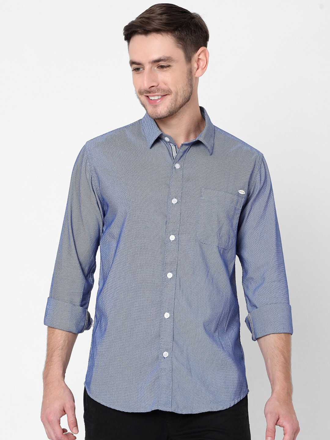 

Mufti Men Blue Slim Fit Pure Cotton Casual Shirt