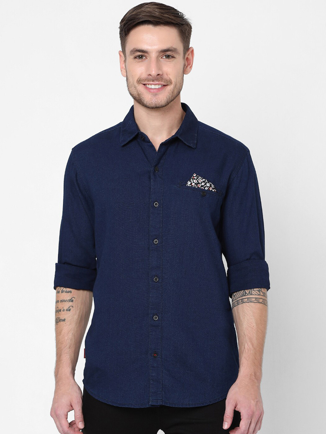 

Mufti Men Navy Blue Slim Fit Pure Cotton Casual Shirt