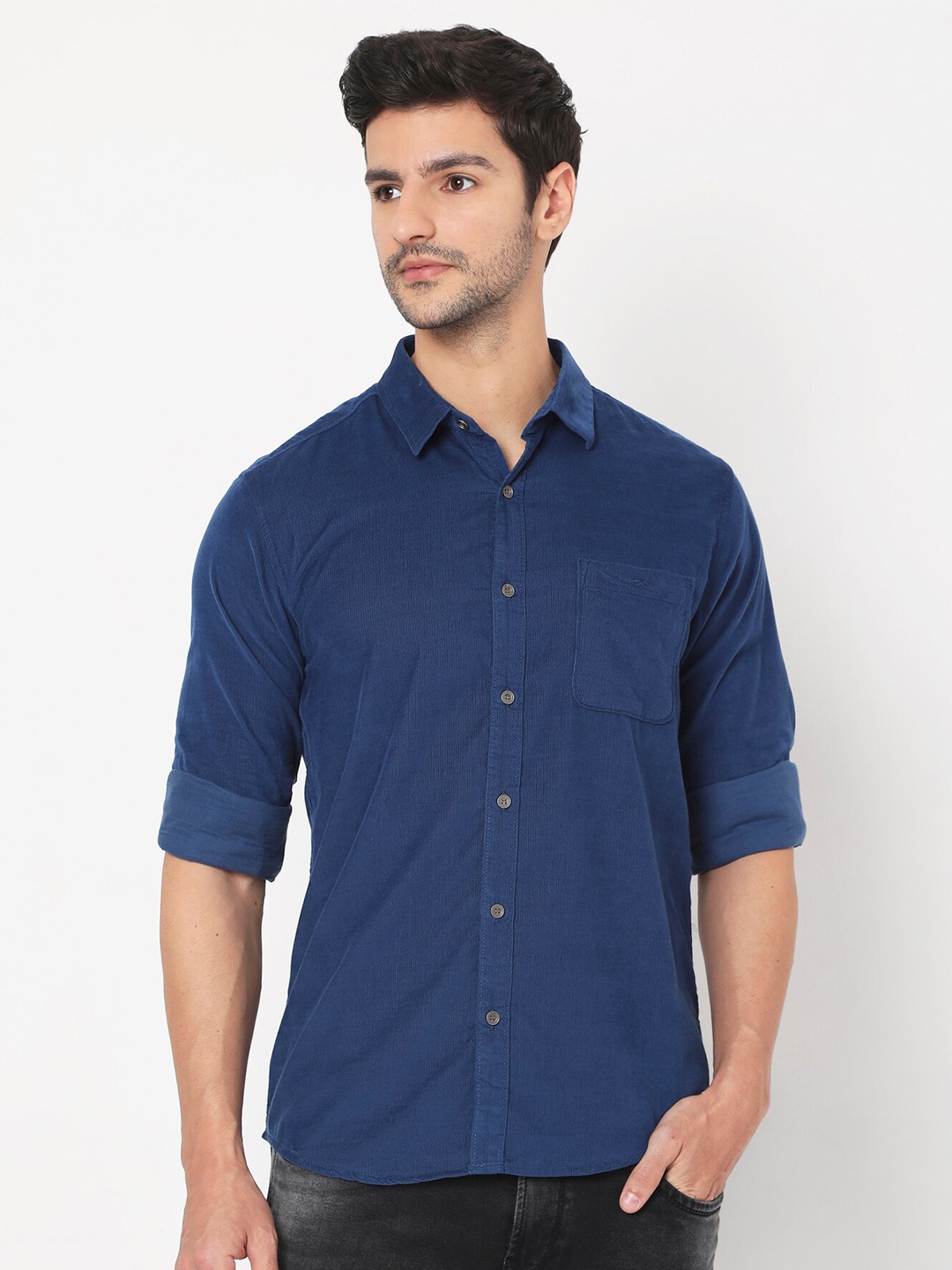 

Mufti Men Blue Slim Fit Casual Shirt