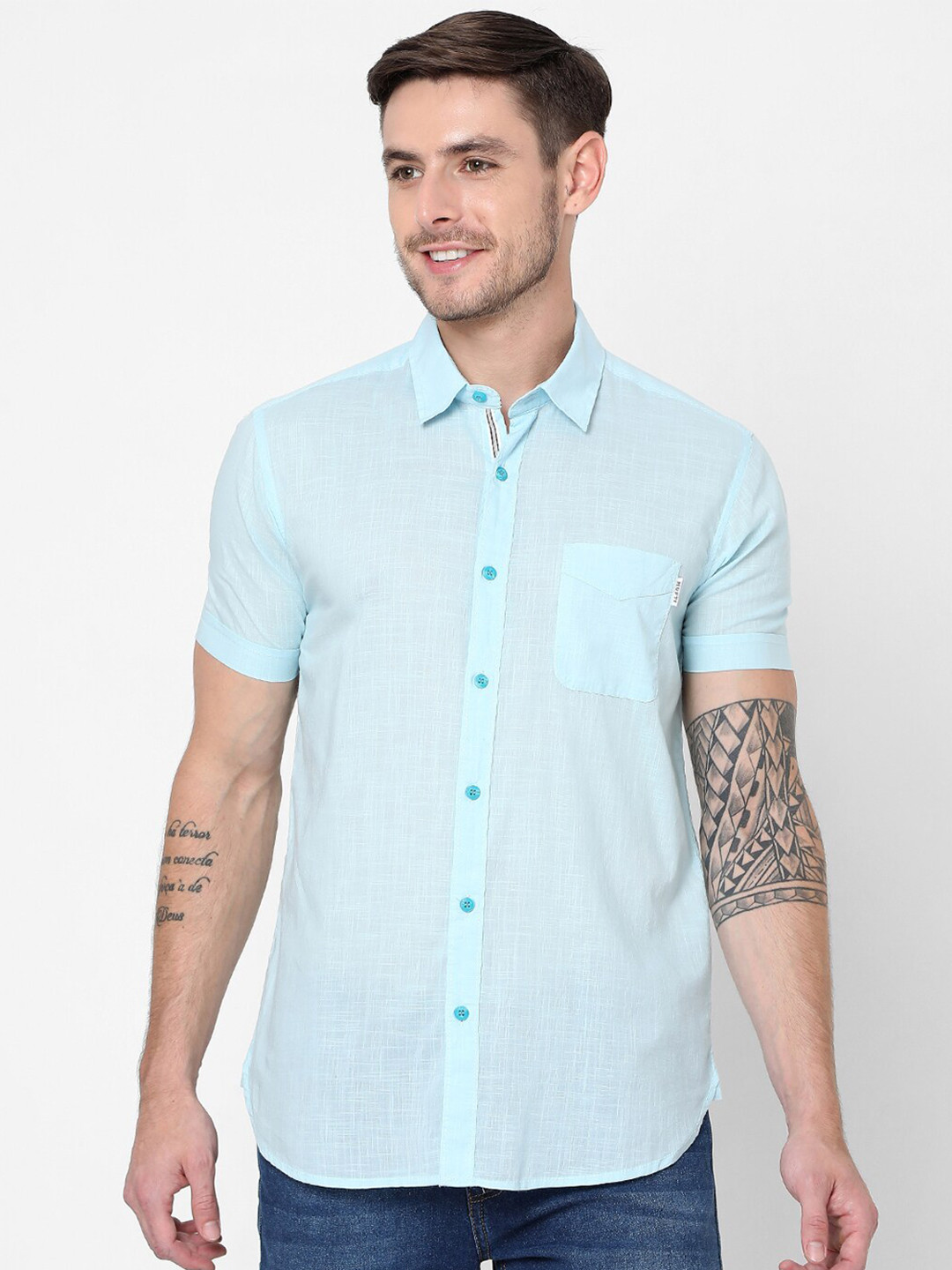 

Mufti Men Blue Slim Fit Pure Cotton Casual Shirt