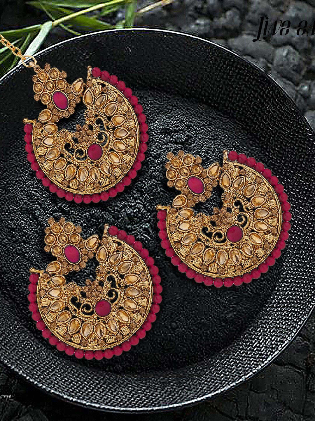 

LIVE EVIL Gold-Plated & Pink Jewellery Set