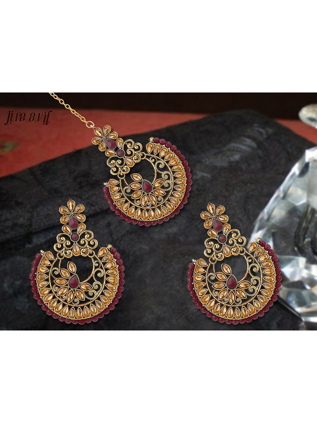 

LIVE EVIL Gold-Plated & Brown Jewellery Set