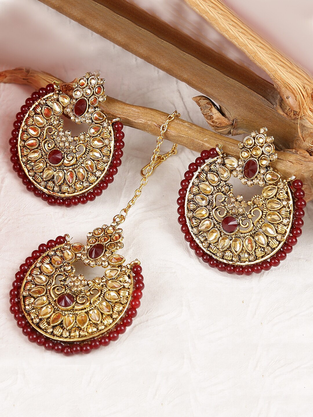 

LIVE EVIL Gold-Plated & Brown Jewellery Set