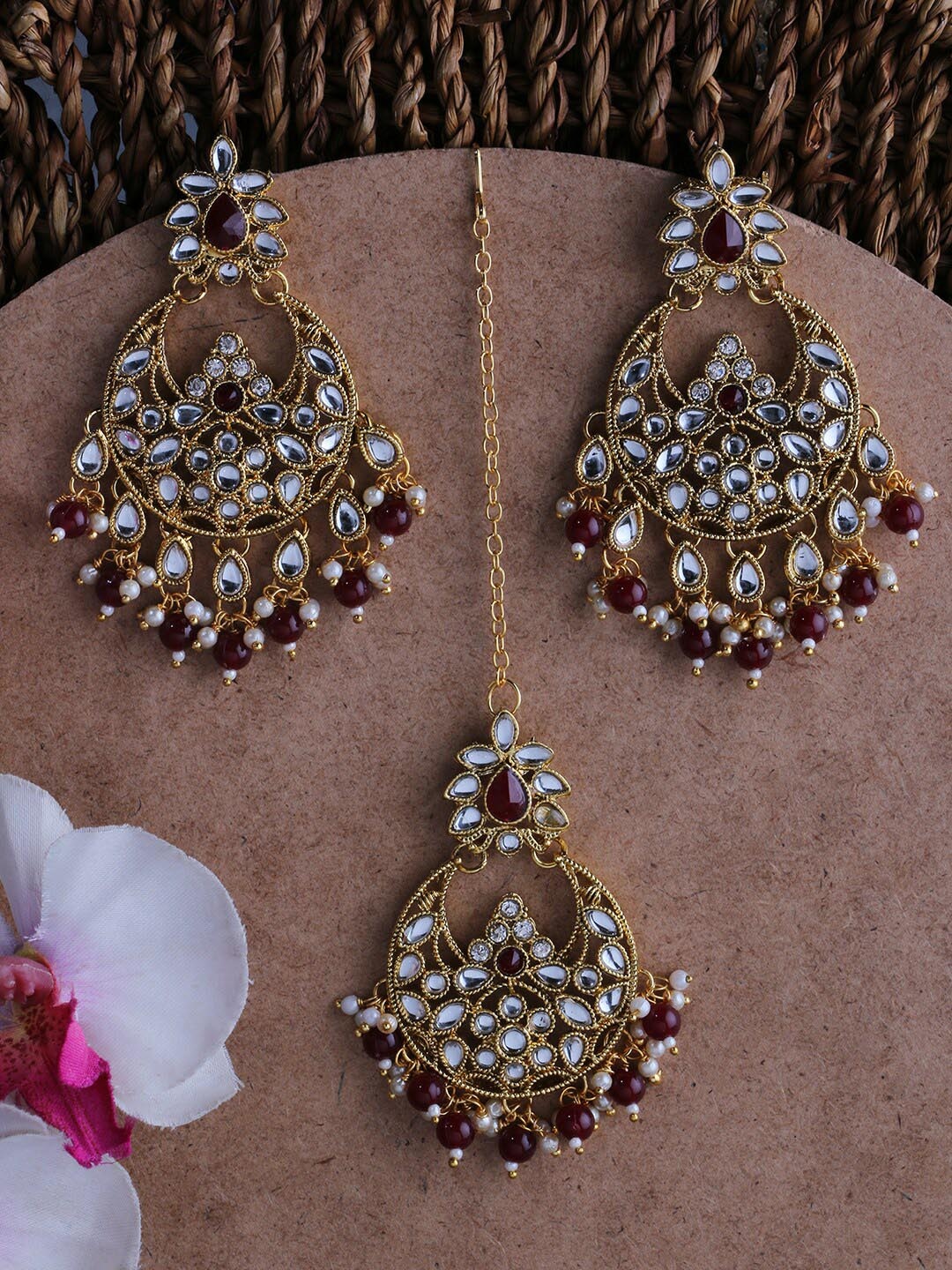 

LIVE EVIL Gold-Plated & Brown Jewellery Set