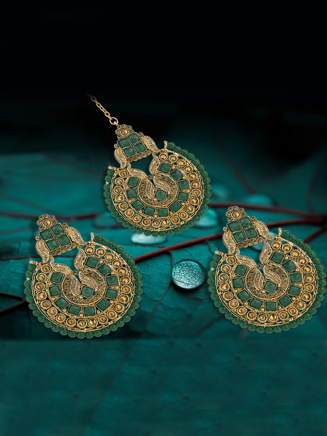 

LIVE EVIL Gold-Plated & Green Jewellery Set