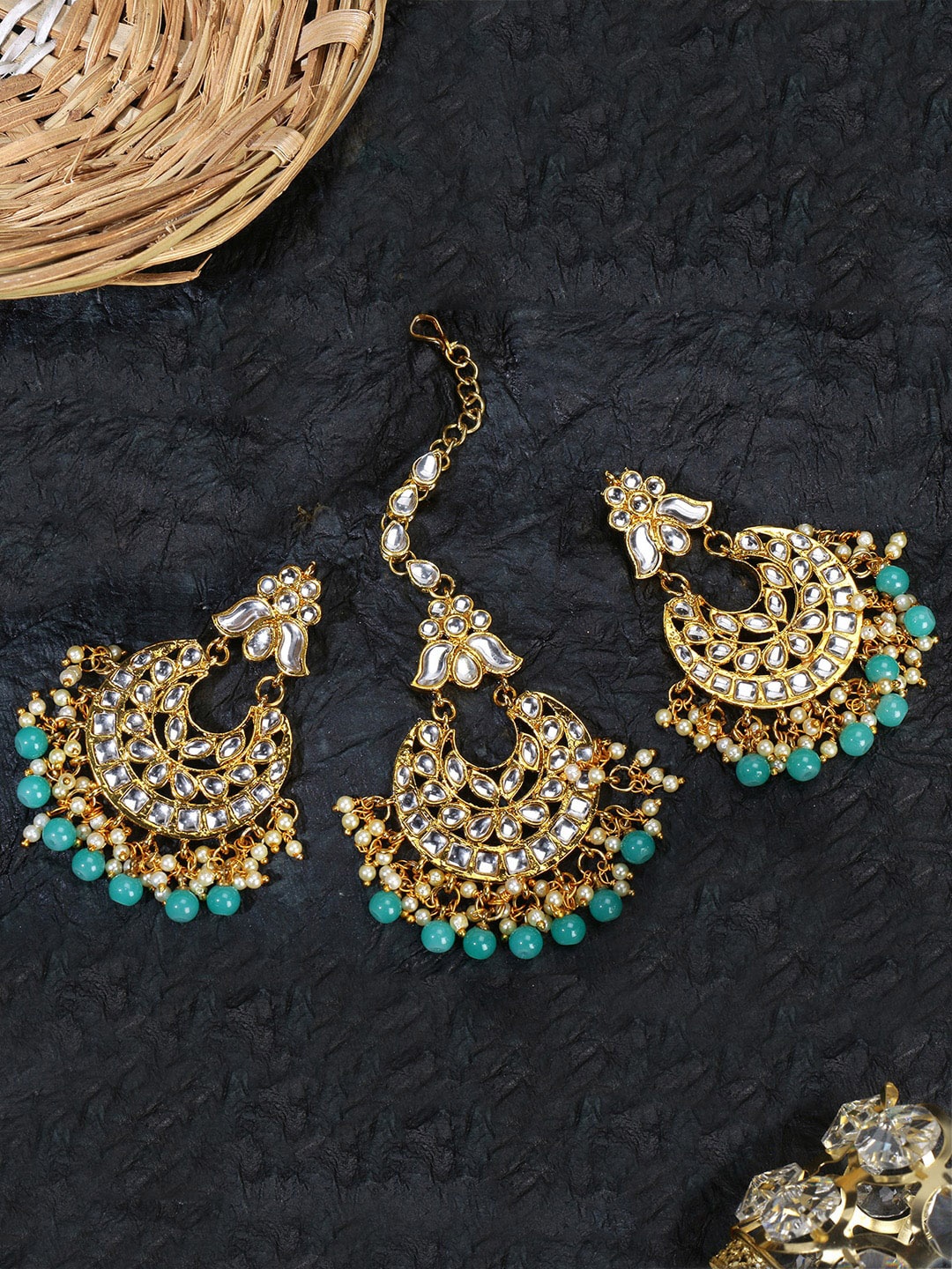 

LIVE EVIL Gold-Plated & Sea Green Jewellery Set