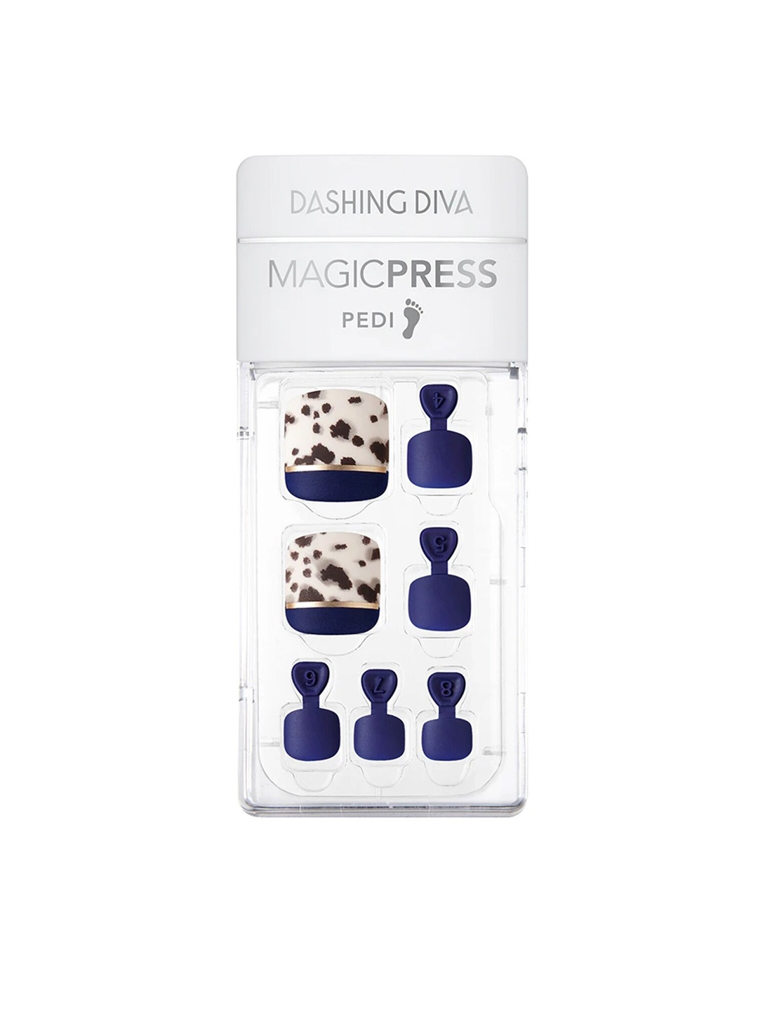 

Dashing Diva Women Blue & White Magicpress Smudged Leopard Pedicure Set