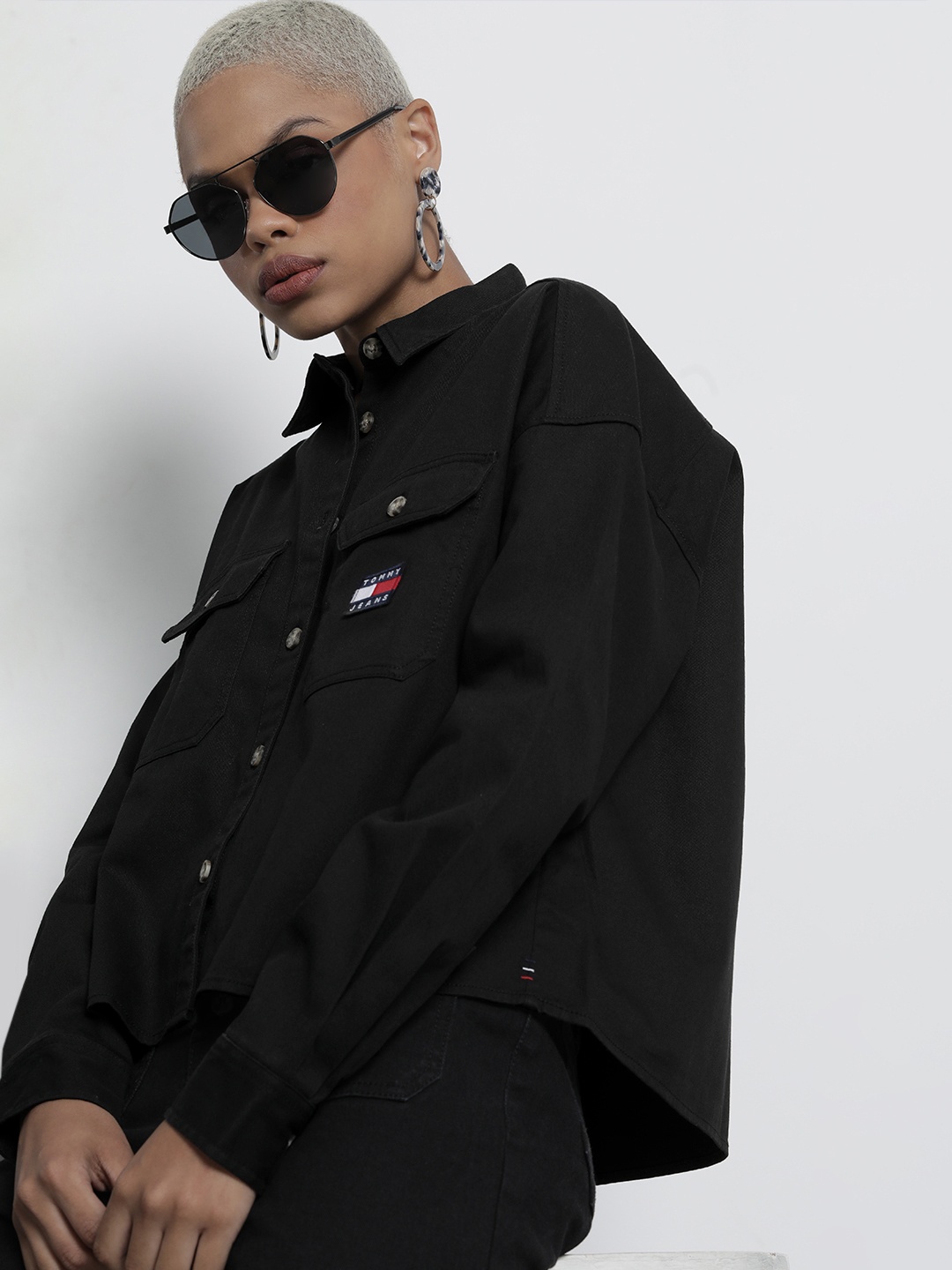 

Tommy Hilfiger Women Black Solid Casual Shirt