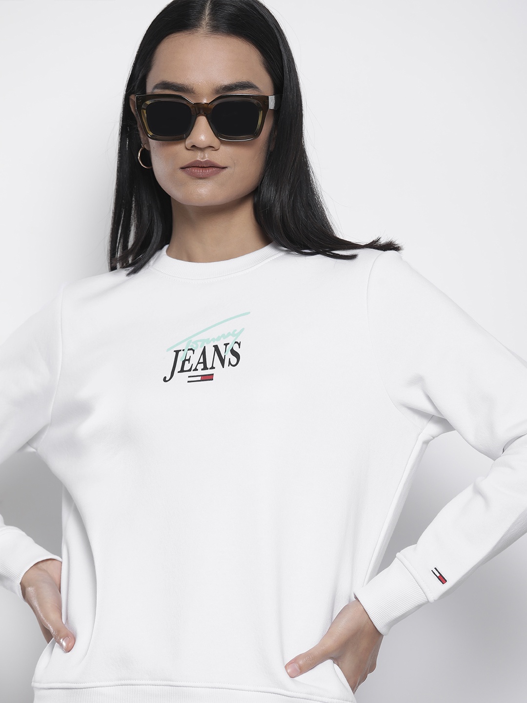 

Tommy Hilfiger Women White & Black Printed Sweatshirt