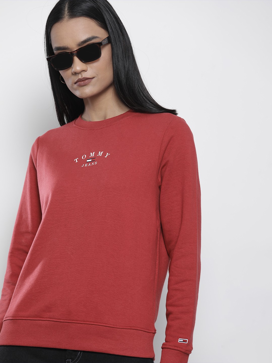 

Tommy Hilfiger Women & White Red Printed Sweatshirt