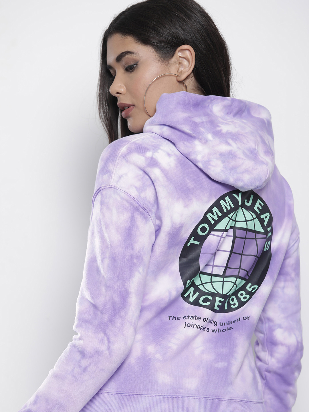 

Tommy Hilfiger Women Purple Tie & Dyed Hooded Sweatshirt