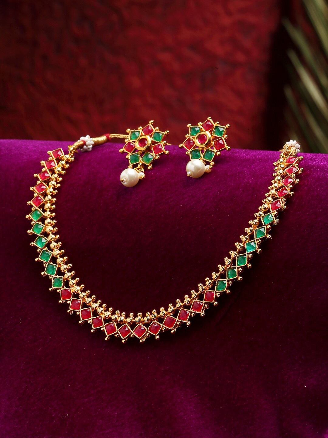 

ZENEME Gold-Plated Traditional Jewellery Set