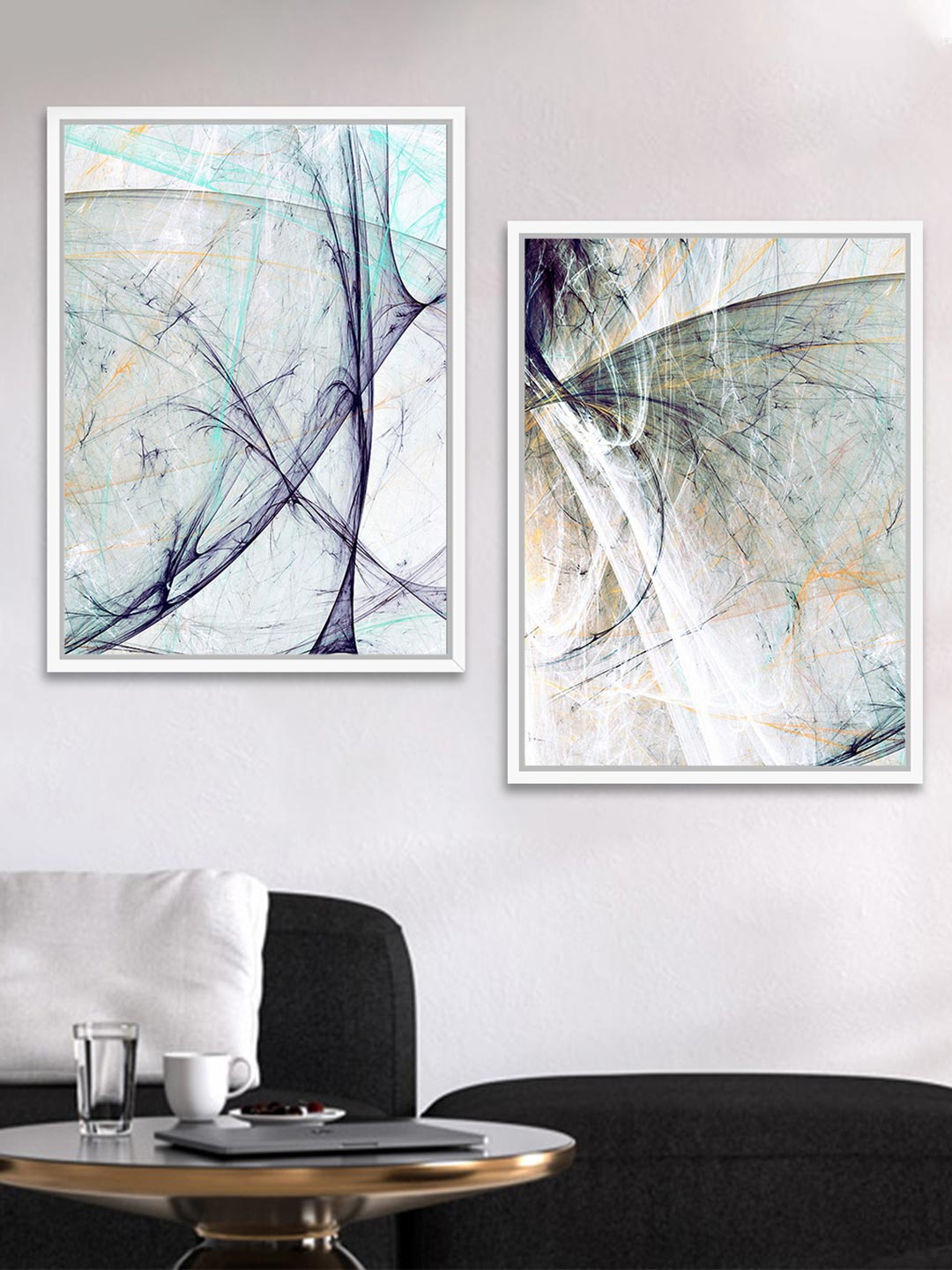 

Art Street Set of 2 Abstract Painting Canvas Wall Art, White