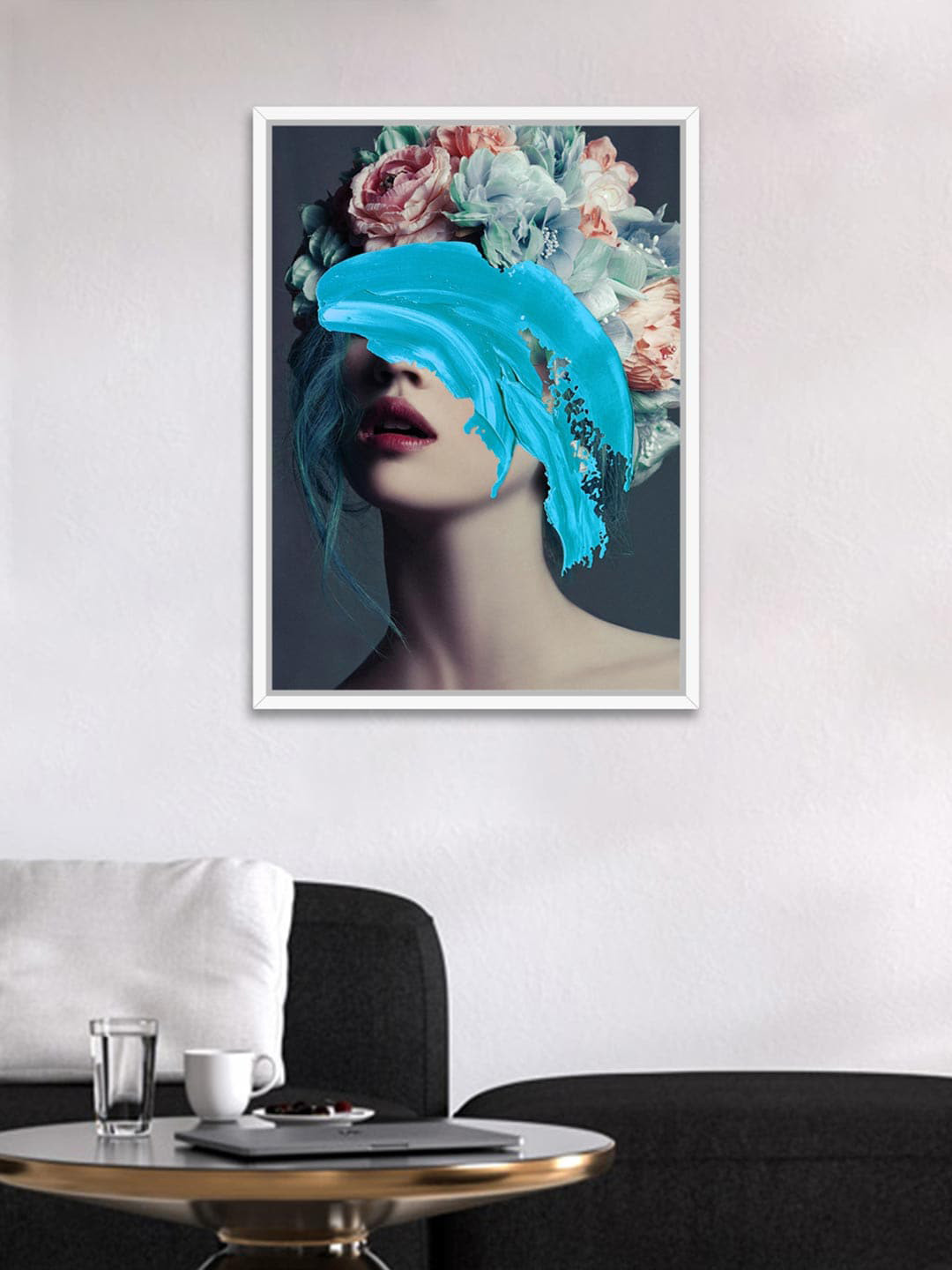 

Art Street Blue & Beige Floral Painting Canvas Framed Wall Art