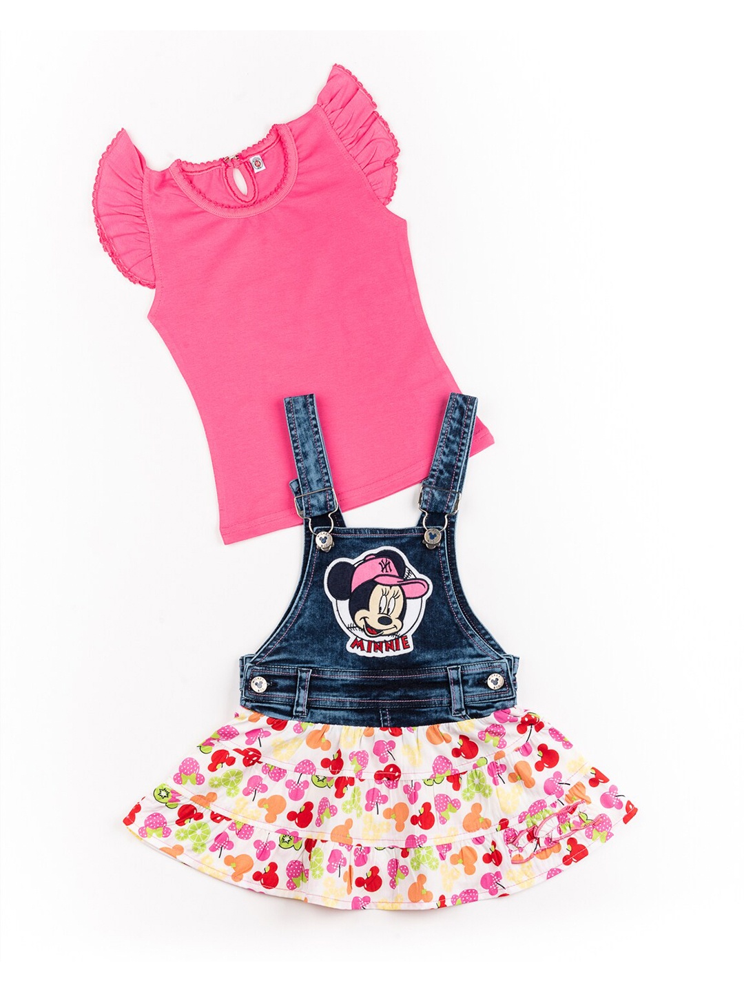 

BFF Girls Pink & Blue Mickey Mouse Printed Pure Cotton Top with Skirt