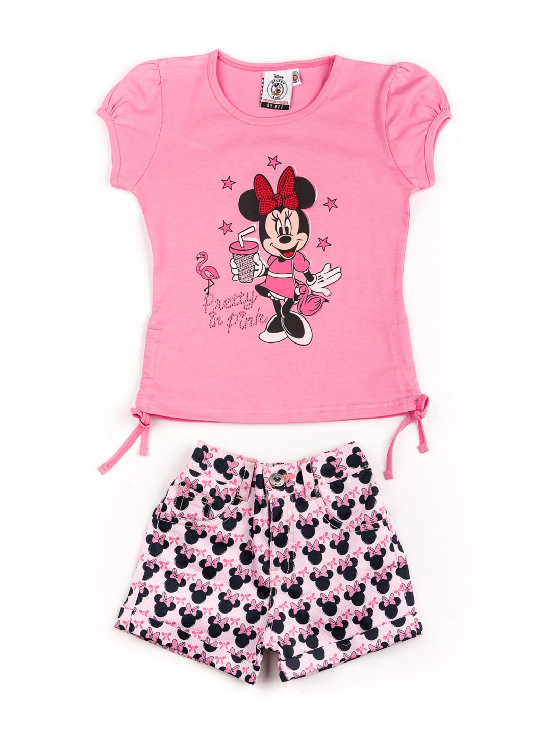 

BFF Girls Pink & Black Printed Top with Shorts