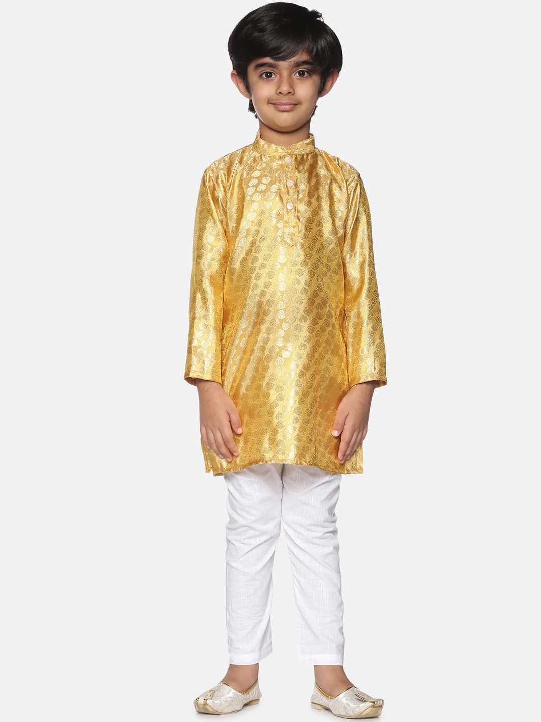

Sethukrishna Boys Gold-Toned Self Design Kurta with Pyjamas