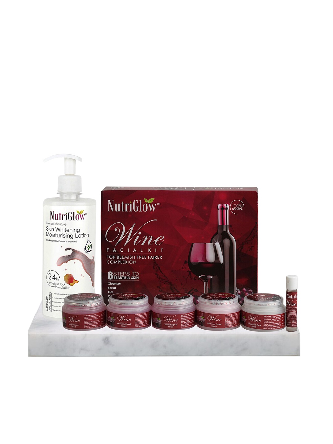 

NutriGlow Wine Facial Kit 260 g + Skin Whitening Moisturizing Lotion 500 ml, Multi