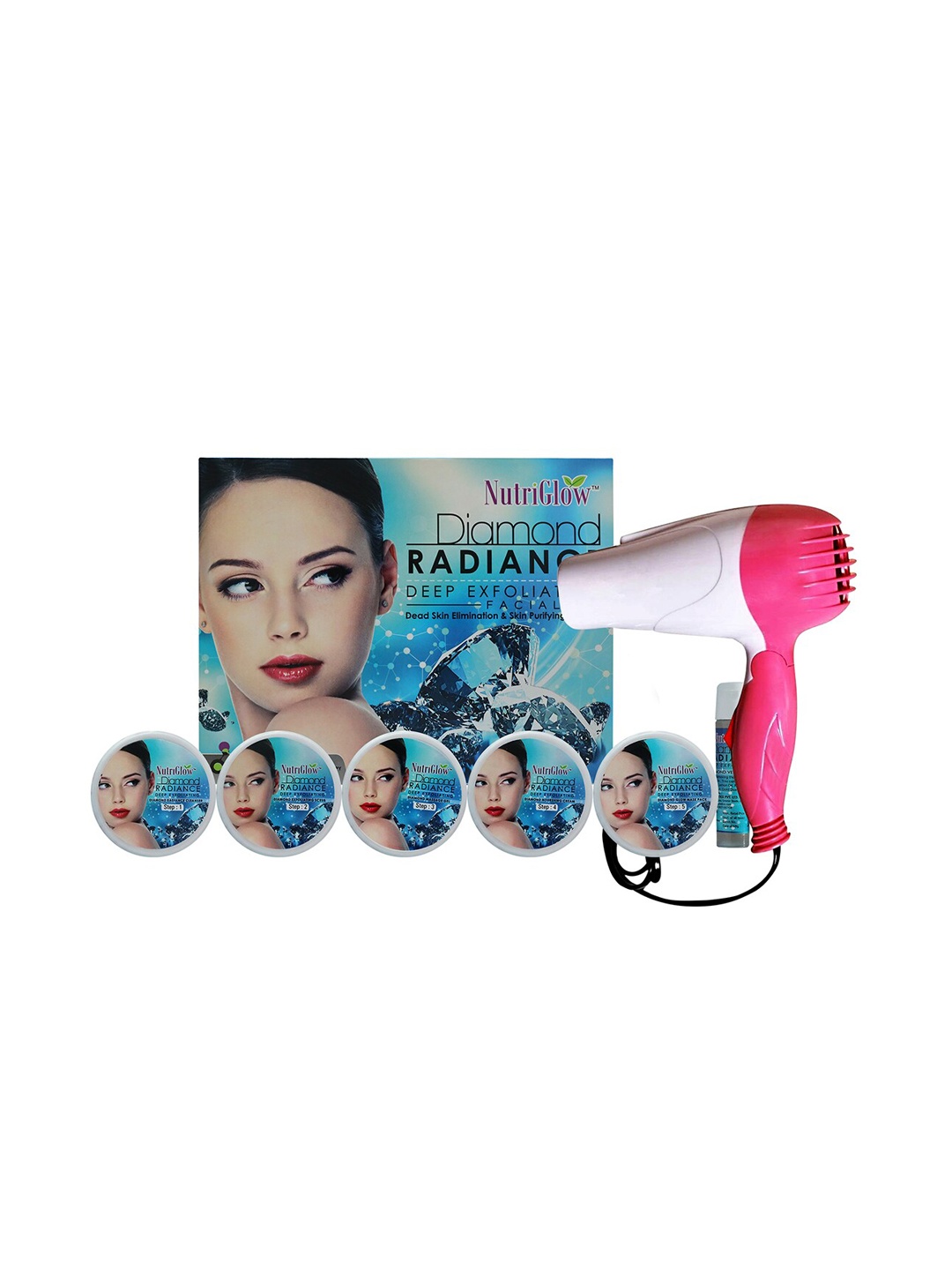 

NutriGlow Diamond Radiance Facial Kit 260gm with Hair Dryer, Blue