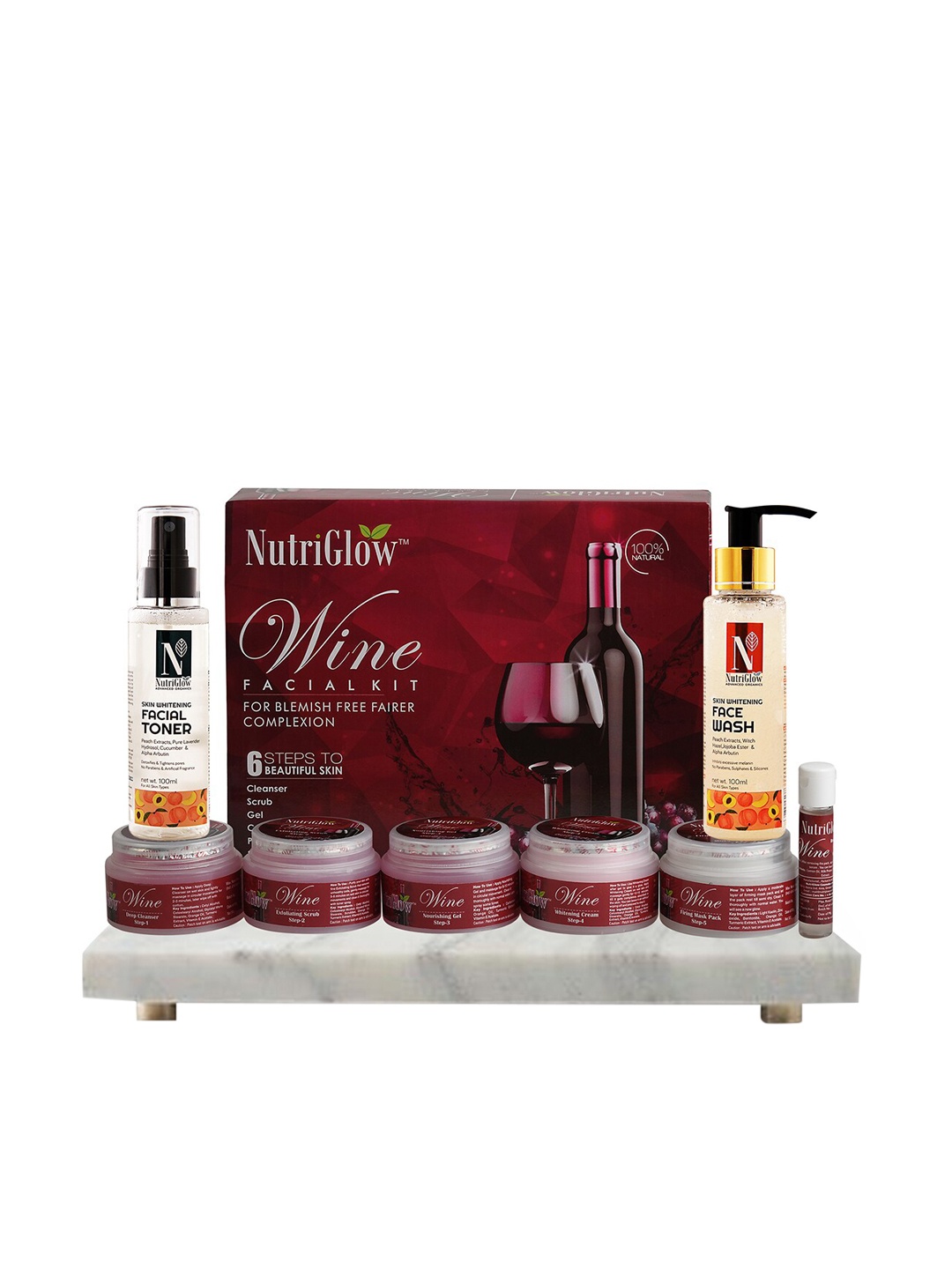 

NutriGlow Wine Facial Kit, Skin Whitening Face Wash 100 ml & Toner 100 ml, Multi