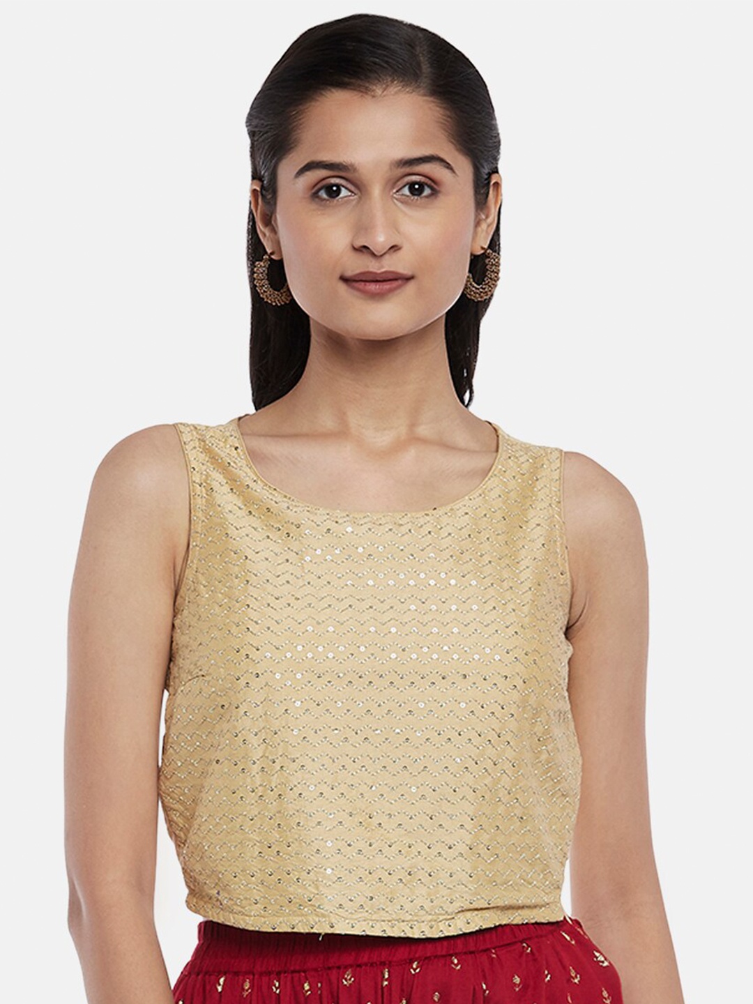 

AKKRITI BY PANTALOONS Gold-Toned Embellished Top