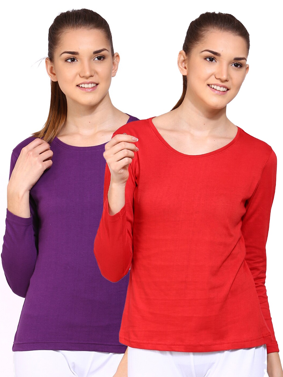 

appulse Women Red & Purple Pack of 2 Cotton T-shirt