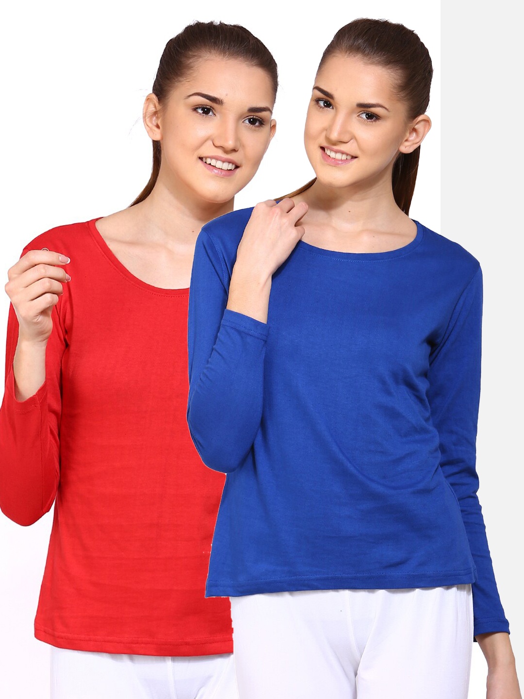 

appulse Women Red & Blue Pack of 2 Cotton T-shirt