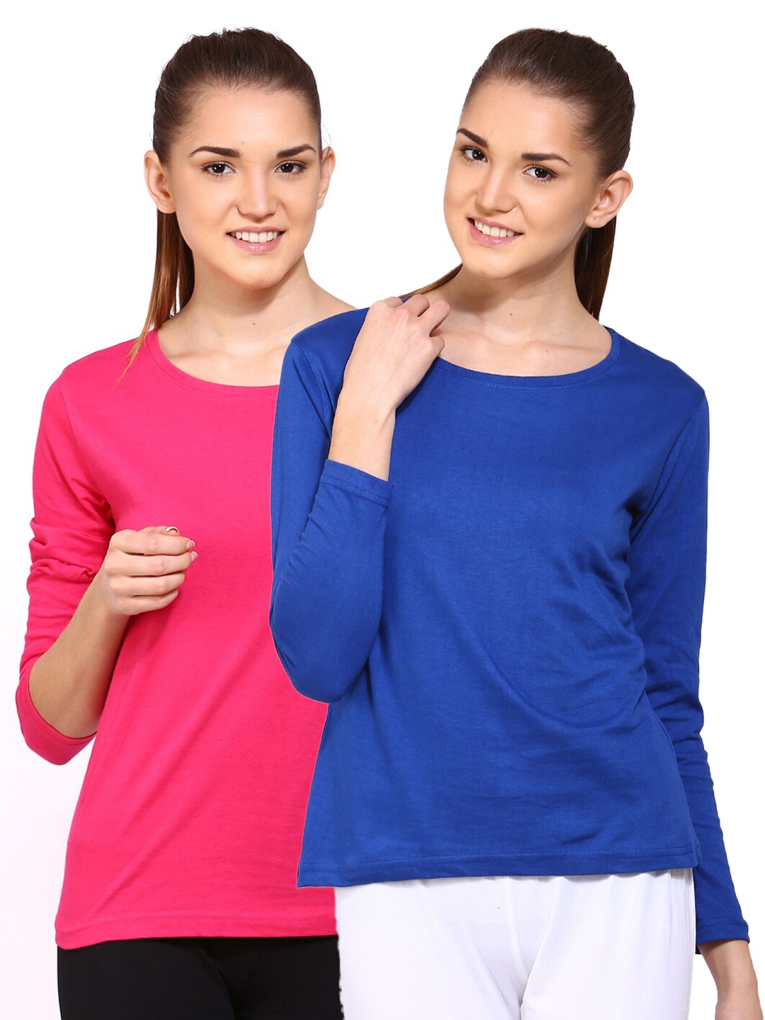 

appulse Women Pack of 2 Pink & Blue Cotton T-shirt