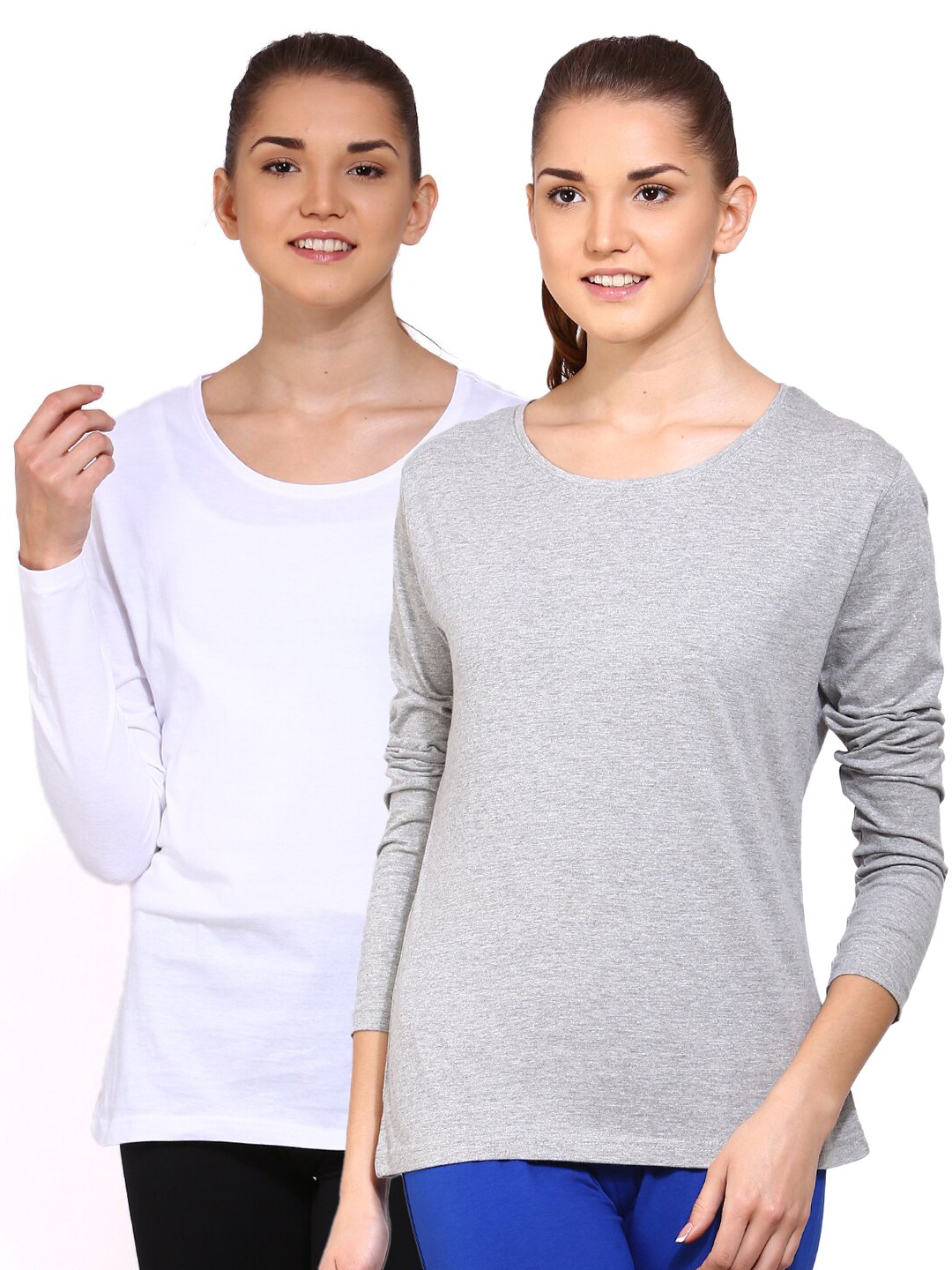 

appulse Women White & Grey Pack of 2 T-shirts
