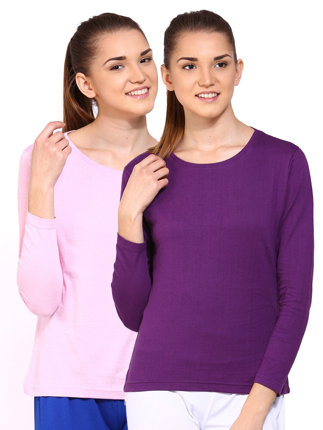 

appulse Women Pack of 2 Pink & Purple Cotton T-shirt