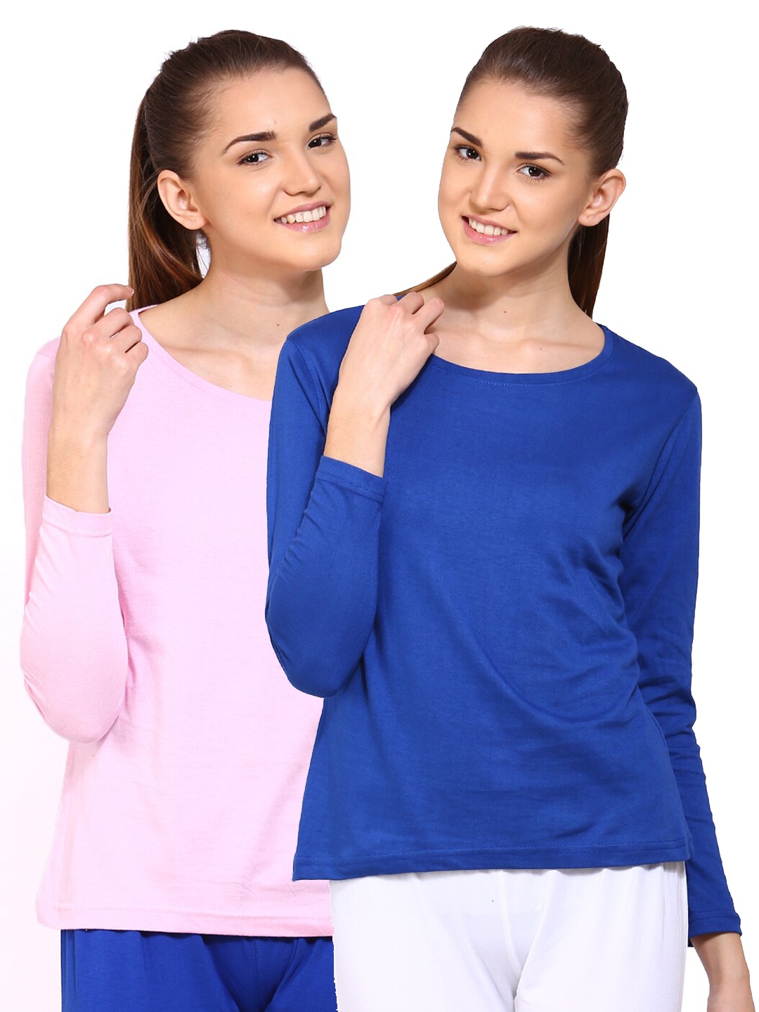 

appulse Women Pack of 2 Pink & Blue Cotton T-shirt