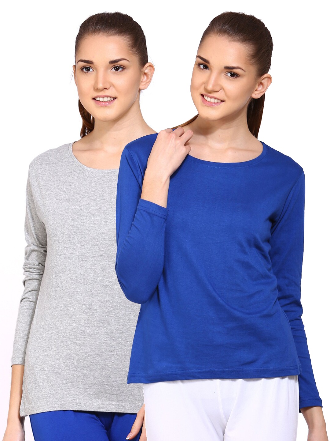 

appulse Women Pack of 2 Blue & Grey Cotton T-shirt