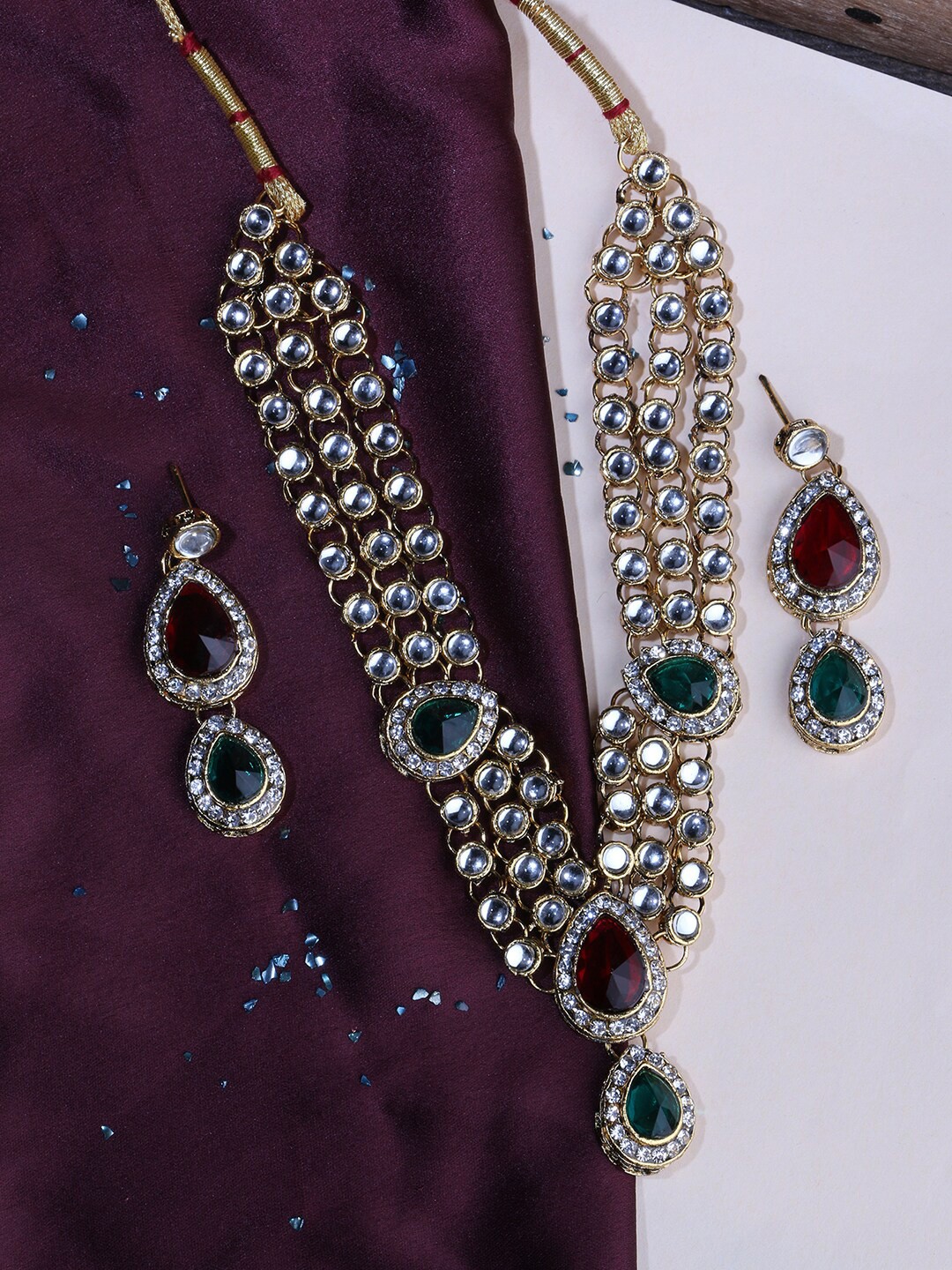 

LIVE EVIL Red Gold-Plated Kundan Stone Necklace