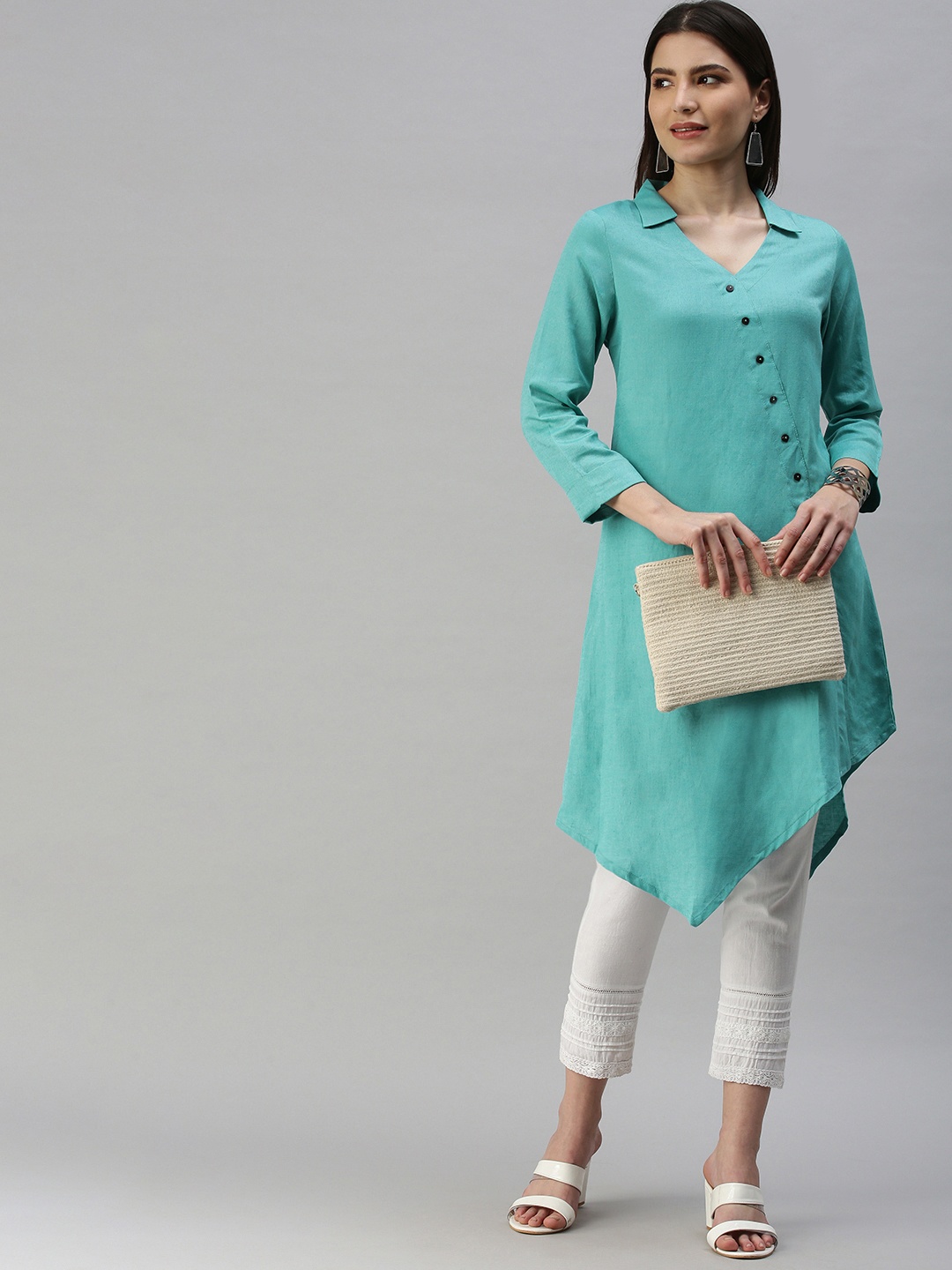 

Global Desi Sea Green Asymmetric Tunic