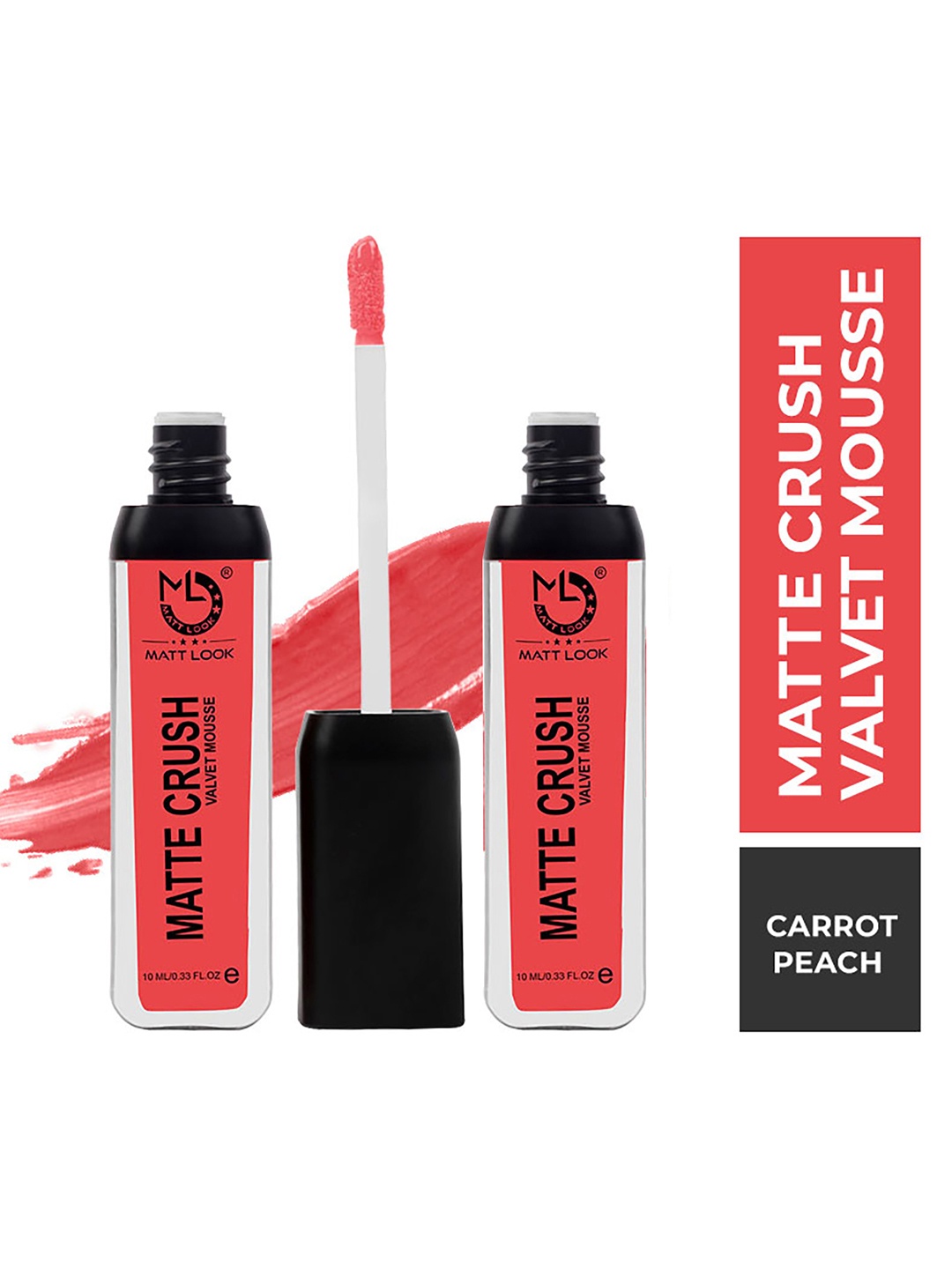 

MATTLOOK Women Matte Crush Velvet Mousse Lipstick Carrot Peach (Pack of 2), Coral