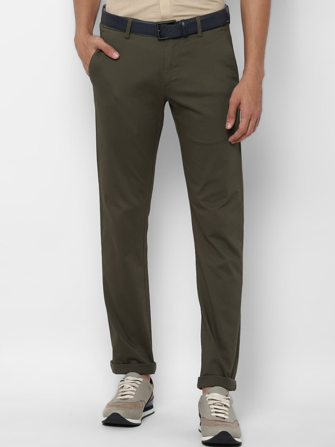 

Allen Solly Men Olive Green Slim Fit Trousers