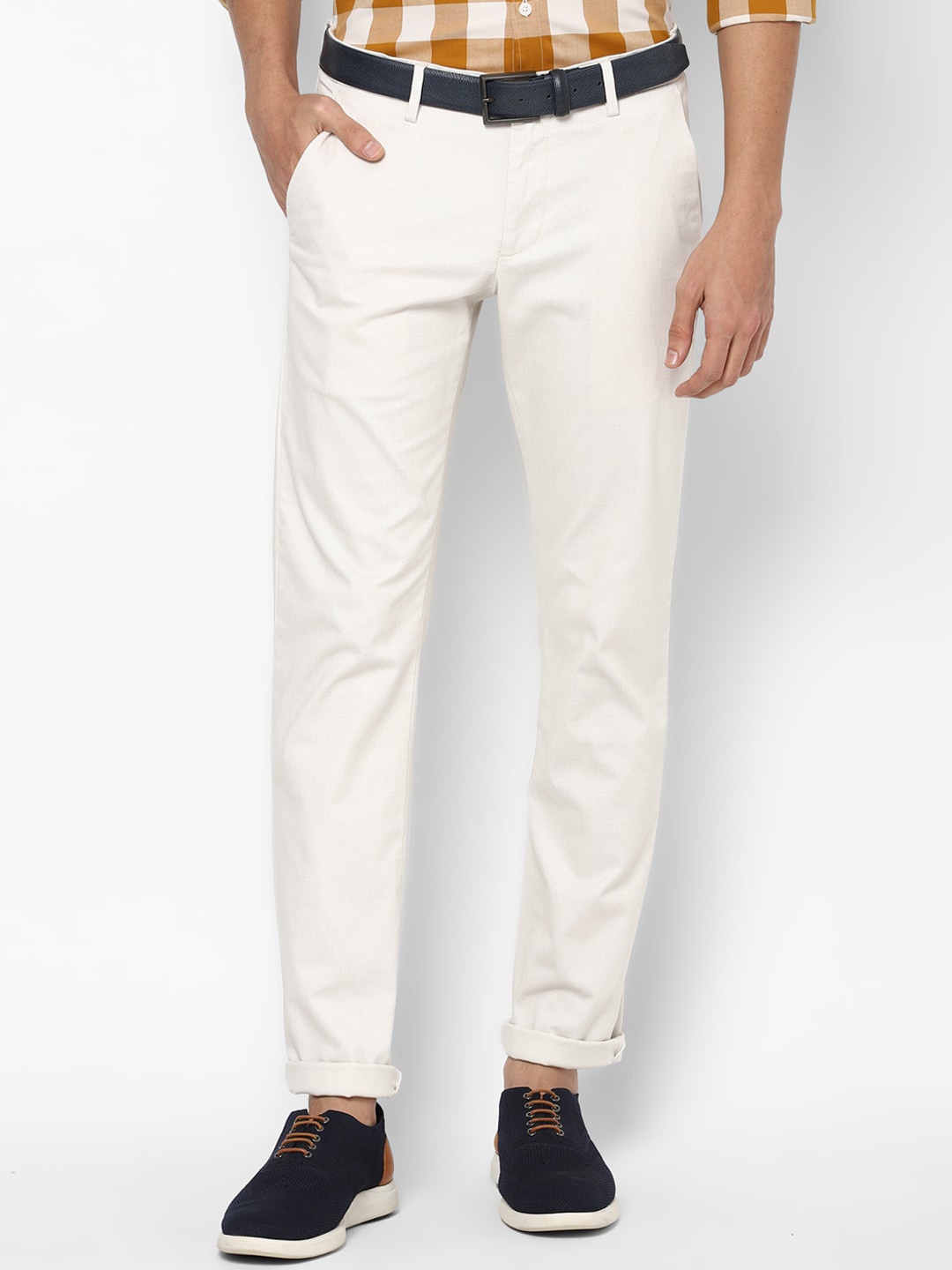 

Allen Solly Men Cream-Coloured Slim Fit Trousers