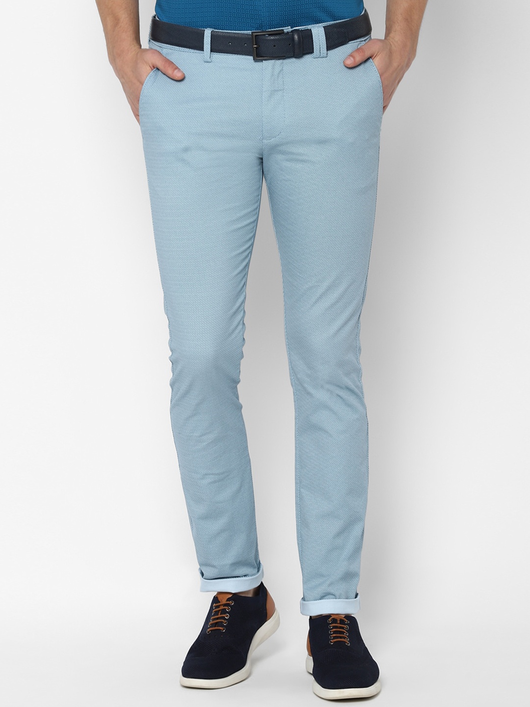 

Allen Solly Men Blue Printed Slim Fit Trousers