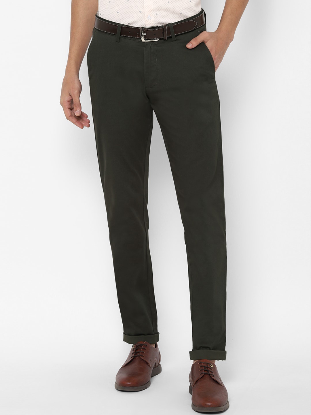 

Allen Solly Men Grey Printed Slim Fit Trousers